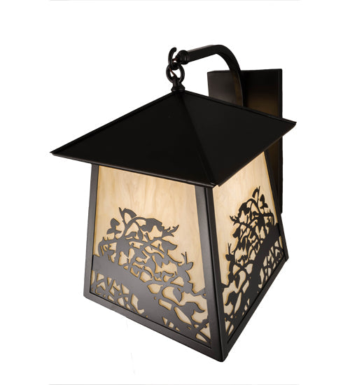 Meyda Lighting Apple Branch 14" Oil Rubbed Bronze Wall Sconce With Bleached Honey Onyx Acrylic Shade