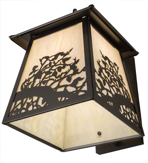 Meyda Lighting Apple Branch 14" Oil Rubbed Bronze Wall Sconce With Bleached Honey Onyx Acrylic Shade