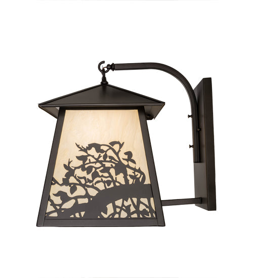 Meyda Lighting Apple Branch 14" Oil Rubbed Bronze Wall Sconce With Bleached Honey Onyx Acrylic Shade