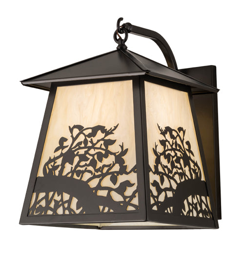 Meyda Lighting Apple Branch 14" Oil Rubbed Bronze Wall Sconce With Bleached Honey Onyx Acrylic Shade
