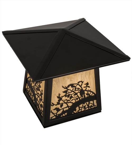 Meyda Lighting Apple Branch 17" Oil Rubbed Bronze Outdoor Post Mount Light With Creme Carrare Idalight Shade Glass
