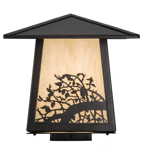Meyda Lighting Apple Branch 17" Oil Rubbed Bronze Outdoor Post Mount Light With Creme Carrare Idalight Shade Glass
