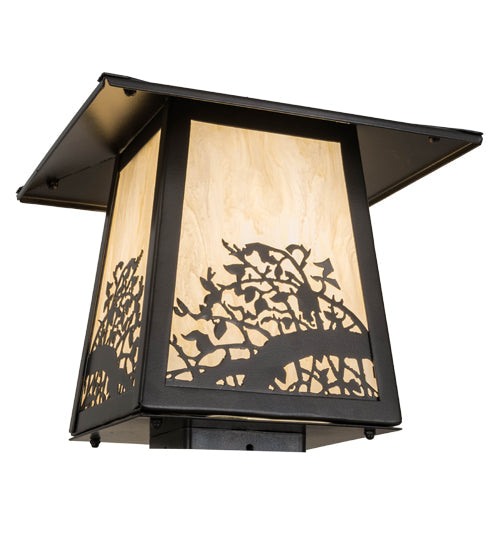 Meyda Lighting Apple Branch 17" Oil Rubbed Bronze Outdoor Post Mount Light With Creme Carrare Idalight Shade Glass