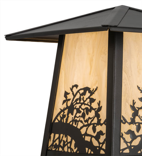Meyda Lighting Apple Branch 17" Oil Rubbed Bronze Outdoor Post Mount Light With Creme Carrare Idalight Shade Glass