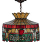 Meyda Lighting Applebee's 16" Mahogany Bronze Pendant Light With Multi-Colored Shade Glass