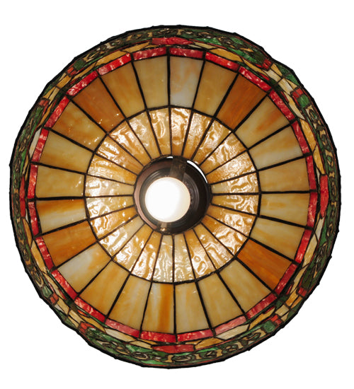 Meyda Lighting Applebee's 16" Mahogany Bronze Pendant Light With Multi-Colored Shade Glass