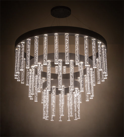 Meyda Lighting Aquagen 60" 3-Tier LED Gunmetal Gray Chandelier With Clear Shade Glass