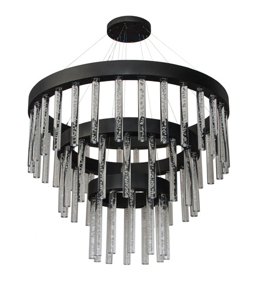 Meyda Lighting Aquagen 60" 3-Tier LED Gunmetal Gray Chandelier With Clear Shade Glass