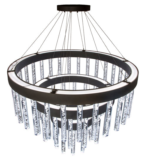 Meyda Lighting Aquagen 60" 3-Tier LED Gunmetal Gray Chandelier With Clear Shade Glass