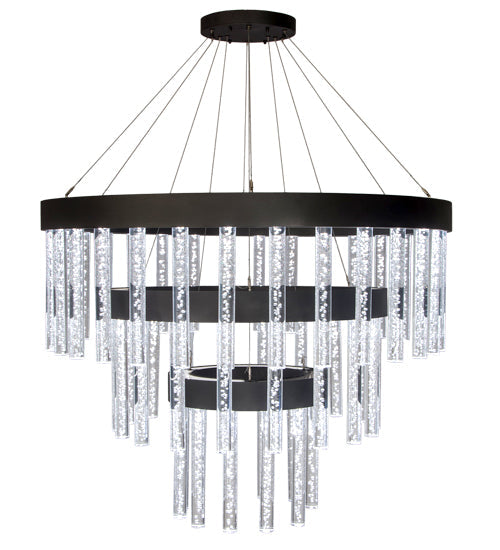 Meyda Lighting Aquagen 60" 3-Tier LED Gunmetal Gray Chandelier With Clear Shade Glass