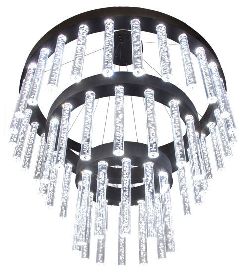 Meyda Lighting Aquagen 60" 3-Tier LED Gunmetal Gray Chandelier With Clear Shade Glass