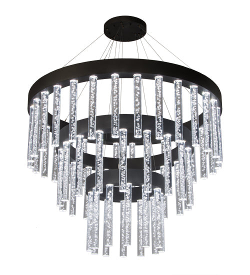Meyda Lighting Aquagen 60" 3-Tier LED Gunmetal Gray Chandelier With Clear Shade Glass
