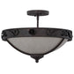 Meyda Lighting Arabesque 17" 3-Light Copper Rust Semi-flush Mount Ceiling Light With Fleshtone Idalight Shade Glass