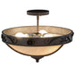 Meyda Lighting Arabesque 17" 3-Light Copper Rust Semi-flush Mount Ceiling Light With Fleshtone Idalight Shade Glass