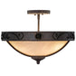 Meyda Lighting Arabesque 17" 3-Light Copper Rust Semi-flush Mount Ceiling Light With Fleshtone Idalight Shade Glass