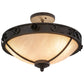 Meyda Lighting Arabesque 17" 3-Light Copper Rust Semi-flush Mount Ceiling Light With Fleshtone Idalight Shade Glass