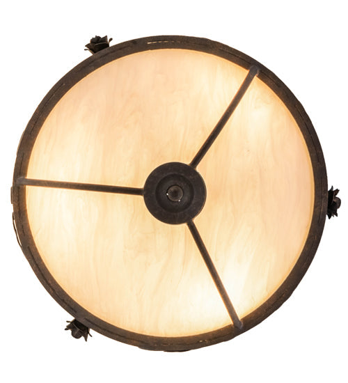 Meyda Lighting Arabesque 17" 3-Light Copper Rust Semi-flush Mount Ceiling Light With Fleshtone Idalight Shade Glass