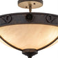 Meyda Lighting Arabesque 17" 3-Light Copper Rust Semi-flush Mount Ceiling Light With Fleshtone Idalight Shade Glass
