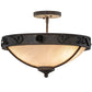 Meyda Lighting Arabesque 17" 3-Light Copper Rust Semi-flush Mount Ceiling Light With Fleshtone Idalight Shade Glass