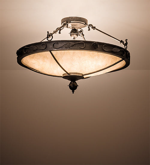 Meyda Lighting Arabesque 26" 4-Light Smoke Semi-flush Mount Light With Creme Carrara Idalight Shade