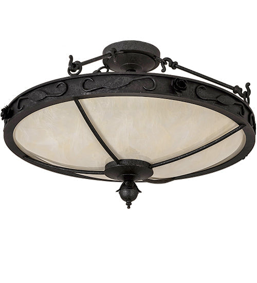 Meyda Lighting Arabesque 26" 4-Light Smoke Semi-flush Mount Light With Creme Carrara Idalight Shade