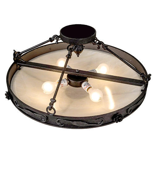 Meyda Lighting Arabesque 26" 4-Light Smoke Semi-flush Mount Light With Creme Carrara Idalight Shade