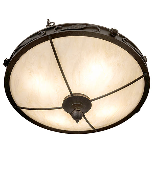 Meyda Lighting Arabesque 26" 4-Light Smoke Semi-flush Mount Light With Creme Carrara Idalight Shade