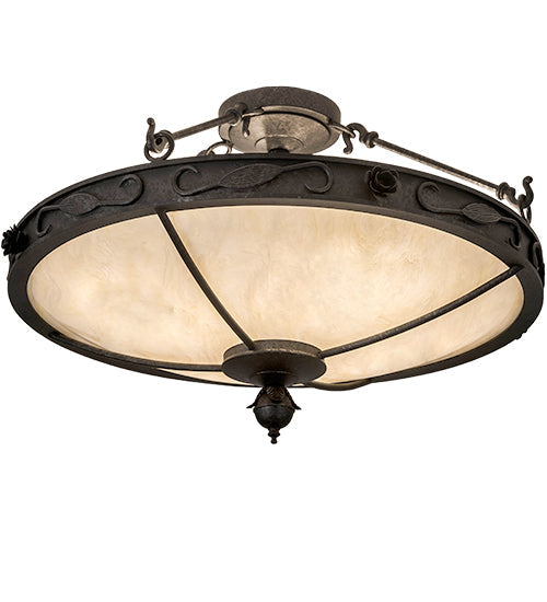Meyda Lighting Arabesque 26" 4-Light Smoke Semi-flush Mount Light With Creme Carrara Idalight Shade