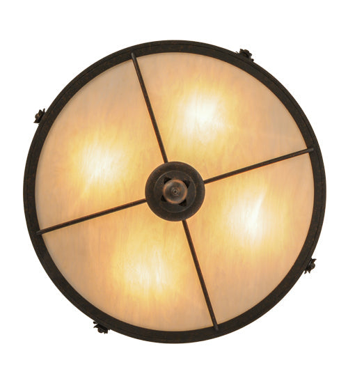 Meyda Lighting Arabesque 28" 4-Light Copper Rust Semi-flush Mount Ceiling Light With Fleshtone Idalight Shade