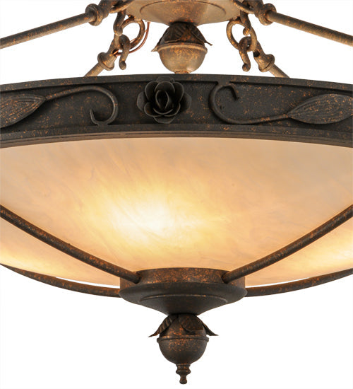 Meyda Lighting Arabesque 28" 4-Light Copper Rust Semi-flush Mount Ceiling Light With Fleshtone Idalight Shade