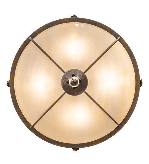 Meyda Lighting Arabesque 28" 4-Light French Bronze Flush Mount Light With Creme Carrara Idalight Shade