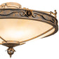 Meyda Lighting Arabesque 28" 4-Light French Bronze Flush Mount Light With Creme Carrara Idalight Shade