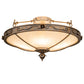 Meyda Lighting Arabesque 28" 4-Light French Bronze Flush Mount Light With Creme Carrara Idalight Shade