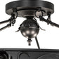 Meyda Lighting Arabesque 32" 5-Light Textured Black Semi-flush Mount Light With Clear Frosted Shade Glass