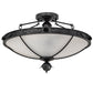 Meyda Lighting Arabesque 32" 5-Light Textured Black Semi-flush Mount Light With Clear Frosted Shade Glass
