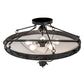 Meyda Lighting Arabesque 32" 5-Light Textured Black Semi-flush Mount Light With Clear Frosted Shade Glass