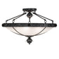 Meyda Lighting Arabesque 32" 5-Light Textured Black Semi-flush Mount Light With Clear Frosted Shade Glass