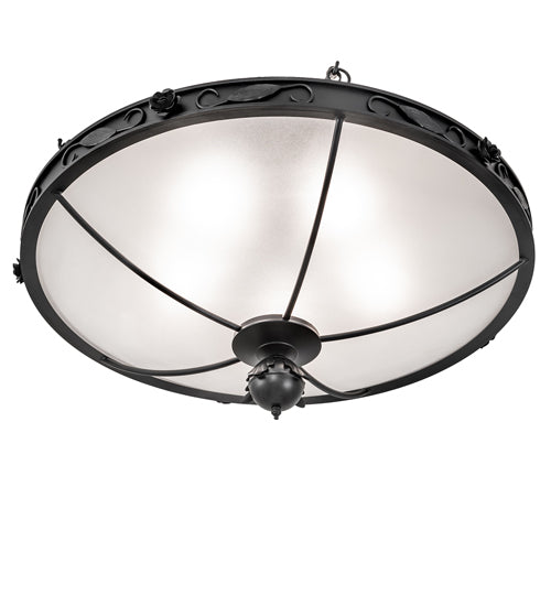 Meyda Lighting Arabesque 32" 5-Light Textured Black Semi-flush Mount Light With Clear Frosted Shade Glass