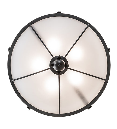 Meyda Lighting Arabesque 32" 5-Light Textured Black Semi-flush Mount Light With Clear Frosted Shade Glass