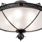 Meyda Lighting Arabesque 32" 5-Light Textured Black Semi-flush Mount Light With Clear Frosted Shade Glass