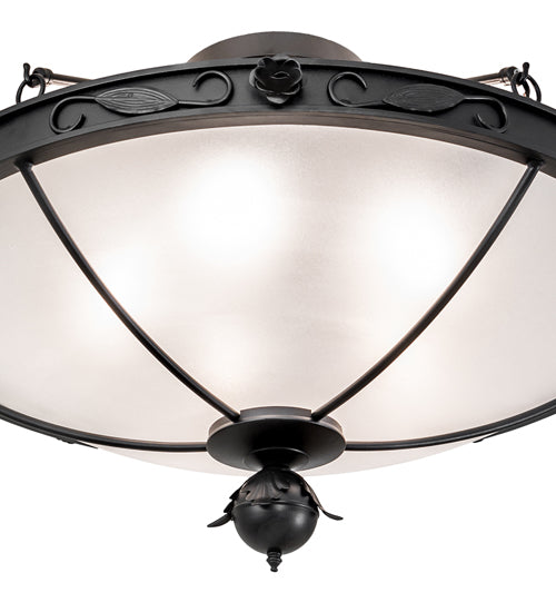 Meyda Lighting Arabesque 32" 5-Light Textured Black Semi-flush Mount Light With Clear Frosted Shade Glass
