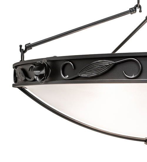 Meyda Lighting Arabesque 32" 5-Light Textured Black Semi-flush Mount Light With Clear Frosted Shade Glass
