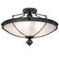 Meyda Lighting Arabesque 32" 5-Light Textured Black Semi-flush Mount Light With Clear Frosted Shade Glass
