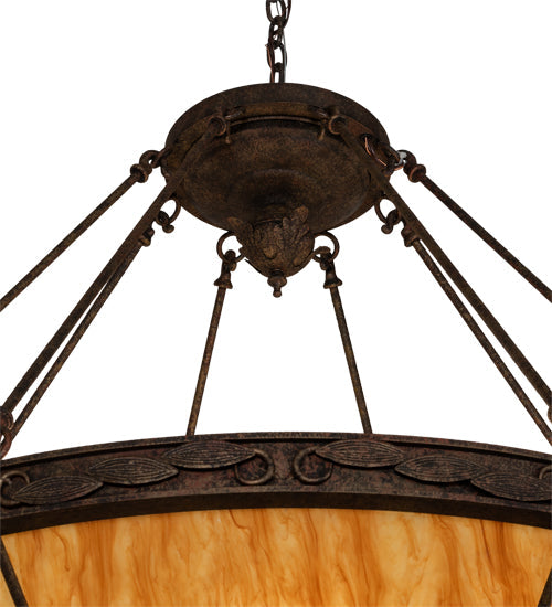 Meyda Lighting Arabesque 48" 8-Light Baroque Inverted Pendant Light With Ambra Siena Idalight Shade