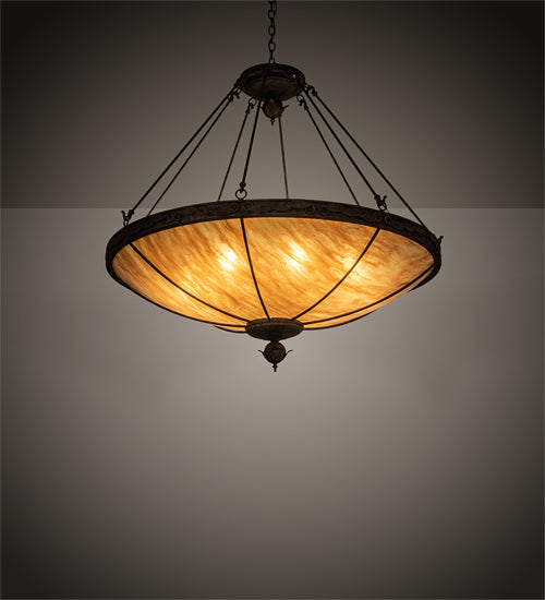 Meyda Lighting Arabesque 48" 8-Light Baroque Inverted Pendant Light With Ambra Siena Idalight Shade