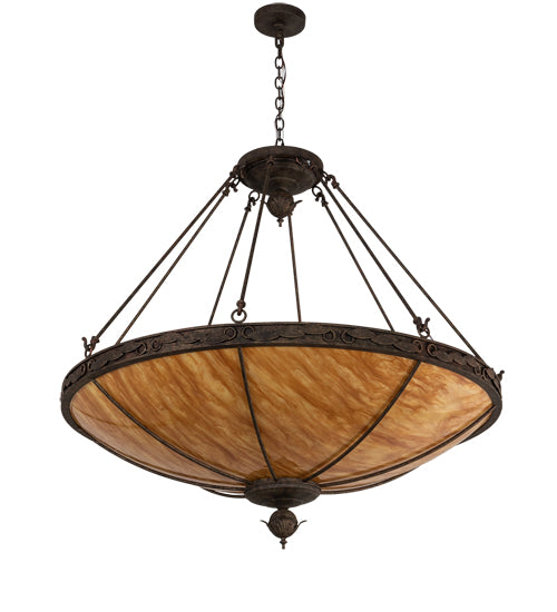 Meyda Lighting Arabesque 48" 8-Light Baroque Inverted Pendant Light With Ambra Siena Idalight Shade