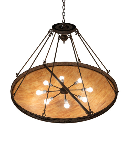 Meyda Lighting Arabesque 48" 8-Light Baroque Inverted Pendant Light With Ambra Siena Idalight Shade