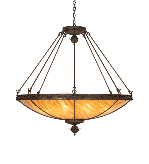 Meyda Lighting Arabesque 48" 8-Light Baroque Inverted Pendant Light With Ambra Siena Idalight Shade