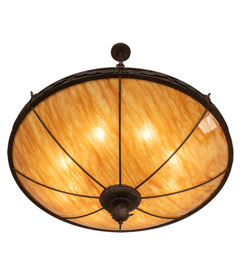 Meyda Lighting Arabesque 48" 8-Light Baroque Inverted Pendant Light With Ambra Siena Idalight Shade