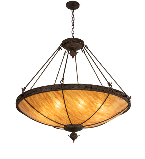 Meyda Lighting Arabesque 48" 8-Light Baroque Inverted Pendant Light With Ambra Siena Idalight Shade